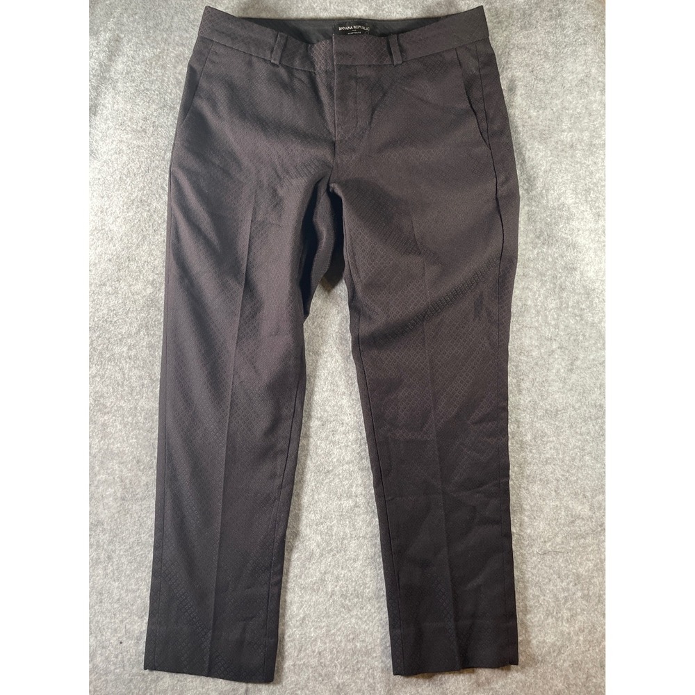 Banana Republic Hampton Fit Petite 2‎ Dress Pants Dark Plum Diamond Texture